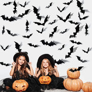 Halloween 3D Black Bat Wall Stickers For Home Room Indoor Decoration Scary Props Kids Party Favors Wall Decals Window Sticker