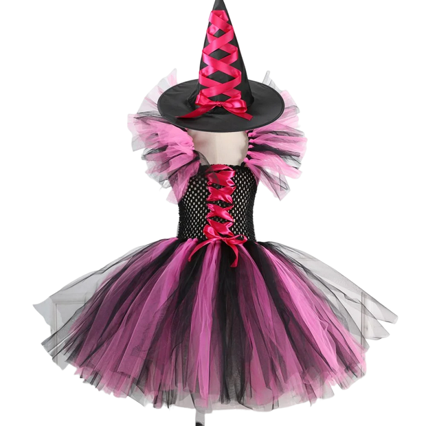 Halloween Girls Witch Cosplay Costume LED Light Carnival Tutu Party Dress