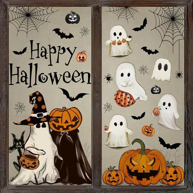 Halloween Window Stickers Pumpkin Living Room Glass Window Decoration Electrostatic Stickers Ghost Helloween Terror Stickers
