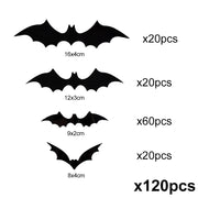 Halloween 3D Black Bat Wall Stickers For Home Room Indoor Decoration Scary Props Kids Party Favors Wall Decals Window Sticker