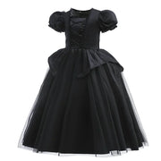 Maleficent Halloween Black Ghost Costume With Short Sleeve Fancy Lace Witch Dress For Kids