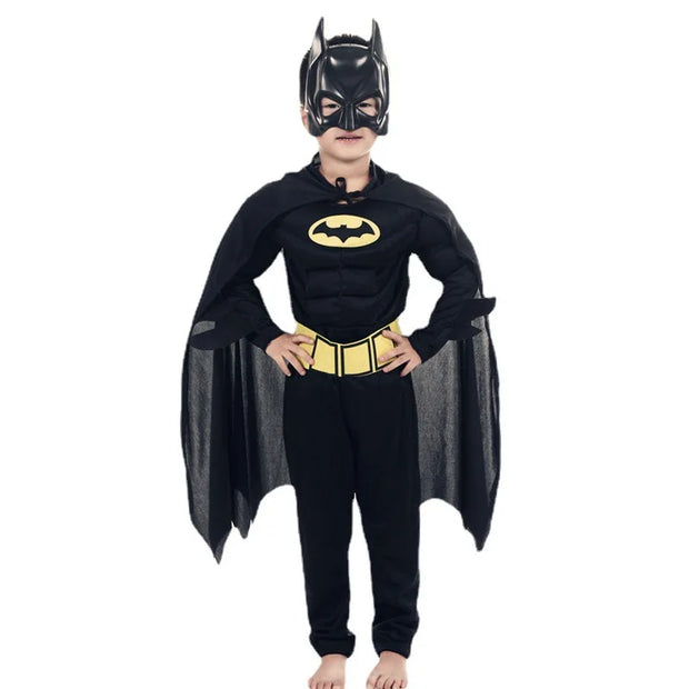 Kids boy Bat Costume with Mask and Cape Halloween Cosplay Costume Movie Character Jumpsuit Bat Dark Knight Rises Dress Up