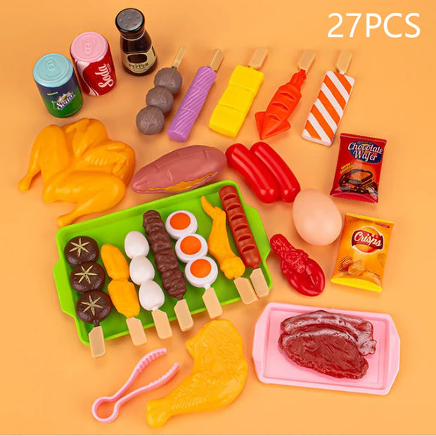 Children Pretend Play Kitchen Toy Simulation Food Vegetable Barbecue Cooking Sets Education Play House Interactive Toys For Girl