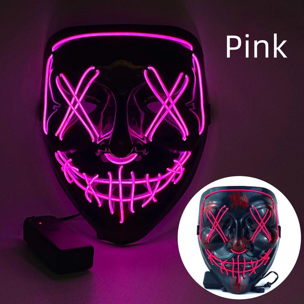 Halloween Neon Led Purge Mask Masque Masquerade Party Masks Light Grow in the Dark Horror Mask Glowing Masker