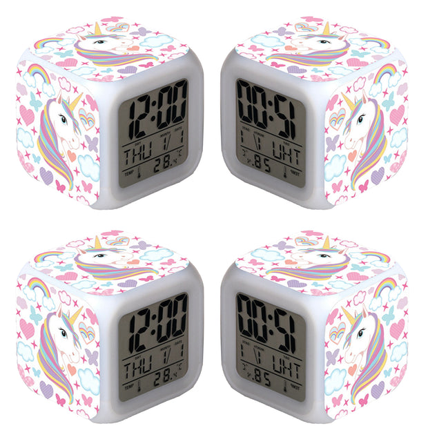 Kids Night Light Alarm Clocks Easy Setting Cube Wake Up Clocks for Girls Women Children Gifts