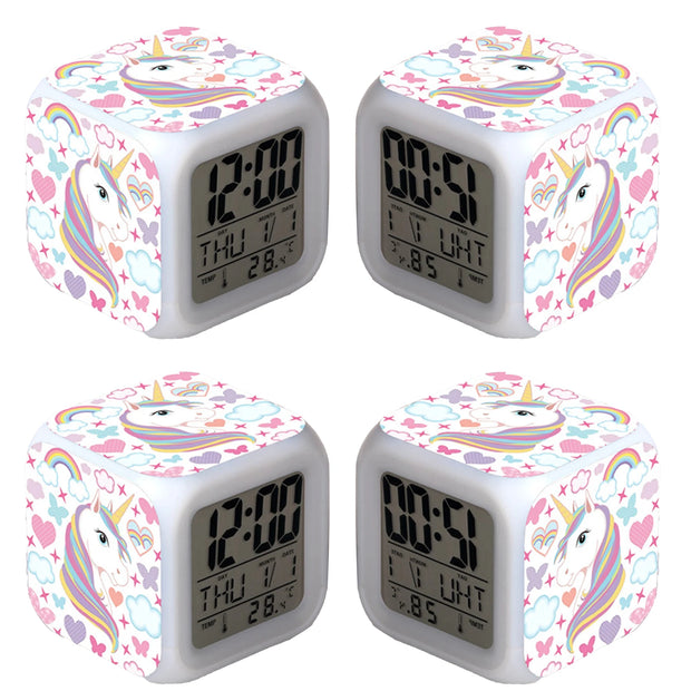 Kids Night Light Alarm Clocks Easy Setting Cube Wake Up Clocks for Girls Women Children Gifts