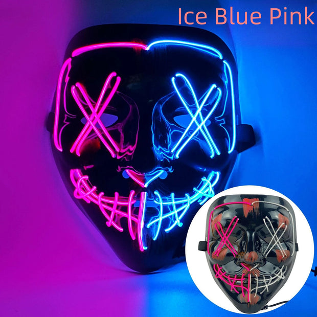 Halloween Neon Led Purge Mask Masque Masquerade Party Masks Light Grow in the Dark Horror Mask Glowing Masker