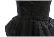 Halloween Ghost Costume Black Fancy Lace Witch Dress For Kids