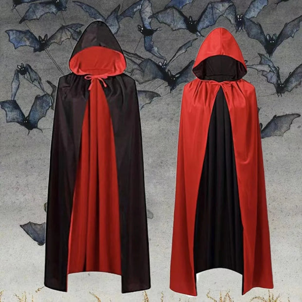 Halloween Cloak Black Death Ghost Witch Costume Party Dress For Kids Hooded