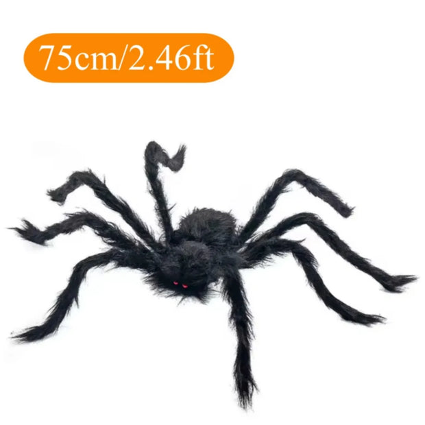 Halloween Plush Spider, 30-200cm Outdoor Giant Spider Decor Chamber Prank Black Spider, Horror Halloween Decoration Party Prop