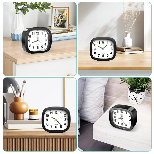ORIA Silent Alarm Clocks Bedside Non Ticking Battery Powered Table Clocks Luminous Analogue Clock for Heavy Sleepers Travel