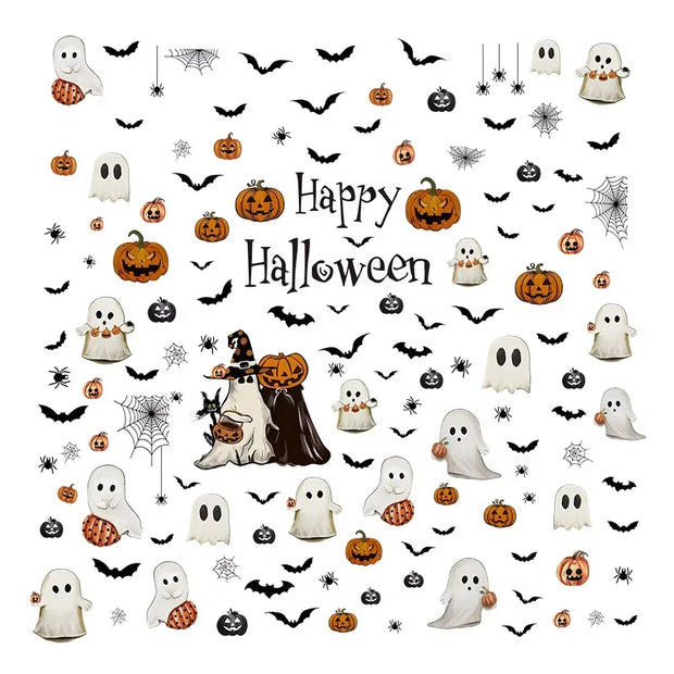 Halloween Window Stickers Pumpkin Living Room Glass Window Decoration Electrostatic Stickers Ghost Helloween Terror Stickers