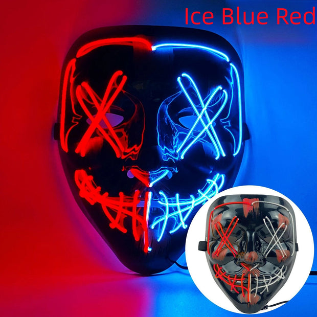 Halloween Neon Led Purge Mask Masque Masquerade Party Masks Light Grow in the Dark Horror Mask Glowing Masker