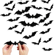 Halloween 3D Black Bat Wall Stickers For Home Room Indoor Decoration Scary Props Kids Party Favors Wall Decals Window Sticker