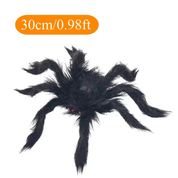Halloween Plush Spider, 30-200cm Outdoor Giant Spider Decor Chamber Prank Black Spider, Horror Halloween Decoration Party Prop