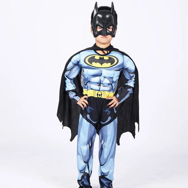 Kids boy Bat Costume with Mask and Cape Halloween Cosplay Costume Movie Character Jumpsuit Bat Dark Knight Rises Dress Up