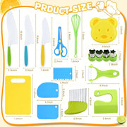 13 Pcs Montessori Kitchen Tools for Toddlers-Kids Cooking Sets Real-Toddler Safe Knives Set Knife Peeler Cooking with Plastic