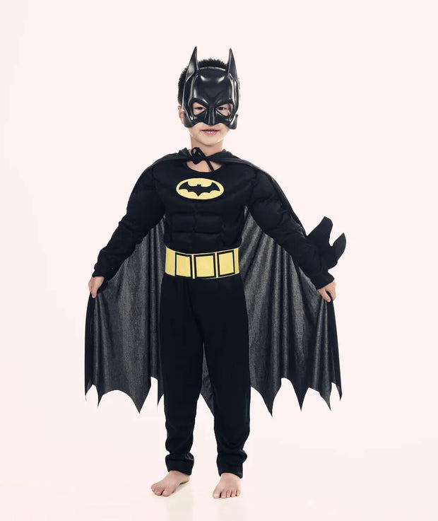 Kids boy Bat Costume with Mask and Cape Halloween Cosplay Costume Movie Character Jumpsuit Bat Dark Knight Rises Dress Up