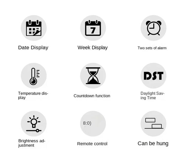 Digital Wall Clocks Larger LED Living Room Alarm Clocks Date Week Clock