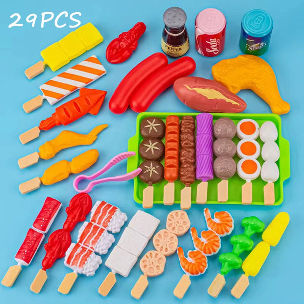 Children Pretend Play Kitchen Toy Simulation Food Vegetable Barbecue Cooking Sets Education Play House Interactive Toys For Girl