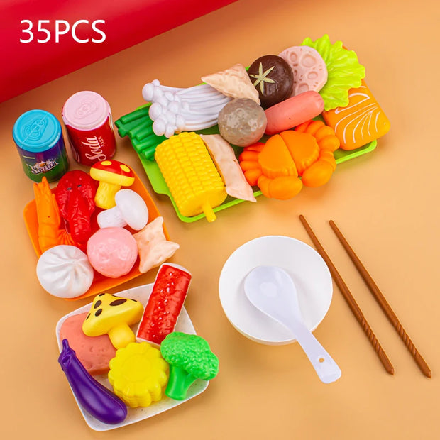 Children Pretend Play Kitchen Toy Simulation Food Vegetable Barbecue Cooking Sets Education Play House Interactive Toys For Girl
