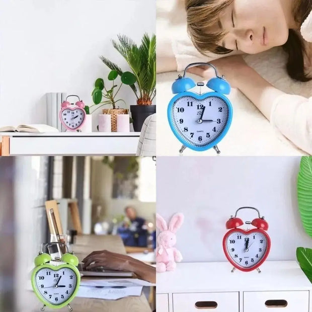 New Heart Shape Snooze Wake Up Clocks No Ticking Time Clocks Girls