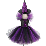 Halloween Girls Witch Cosplay Costume LED Light Carnival Tutu Party Dress