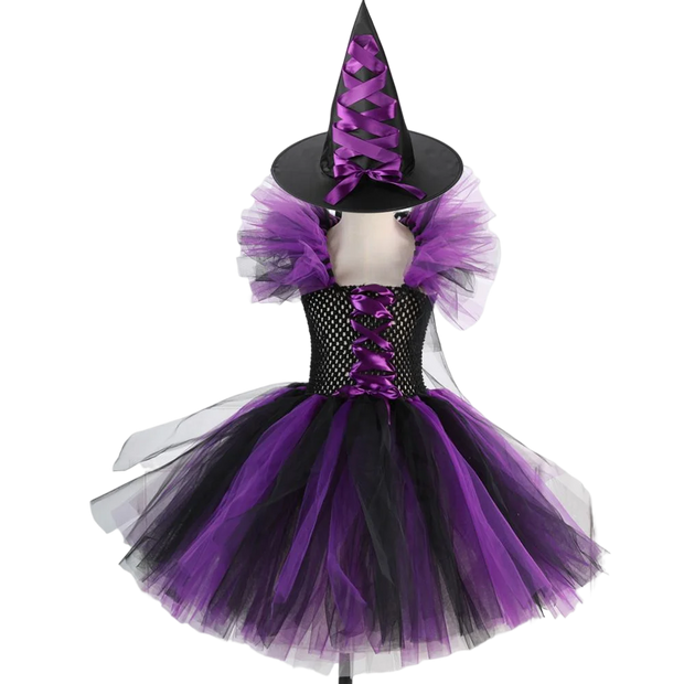 Halloween Girls Witch Cosplay Costume LED Light Carnival Tutu Party Dress