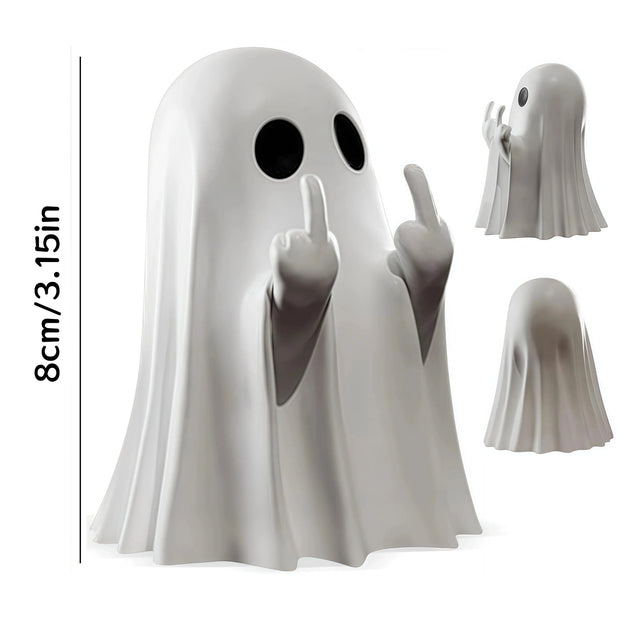 Middle Finger Cute Ghost Statue, Ghosts Small Scary Ghost Figurines, Halloween Home Decorations, Coffee Table Centerpieces Shelf