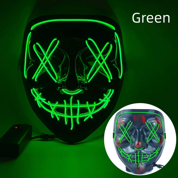 Halloween Neon Led Purge Mask Masque Masquerade Party Masks Light Grow in the Dark Horror Mask Glowing Masker