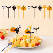 20/10PCS Plastic Halloween Toothpicks Mixed style Ghost Bat Spider Fruit Toothpicks Halloween Cupcake Party Decoration