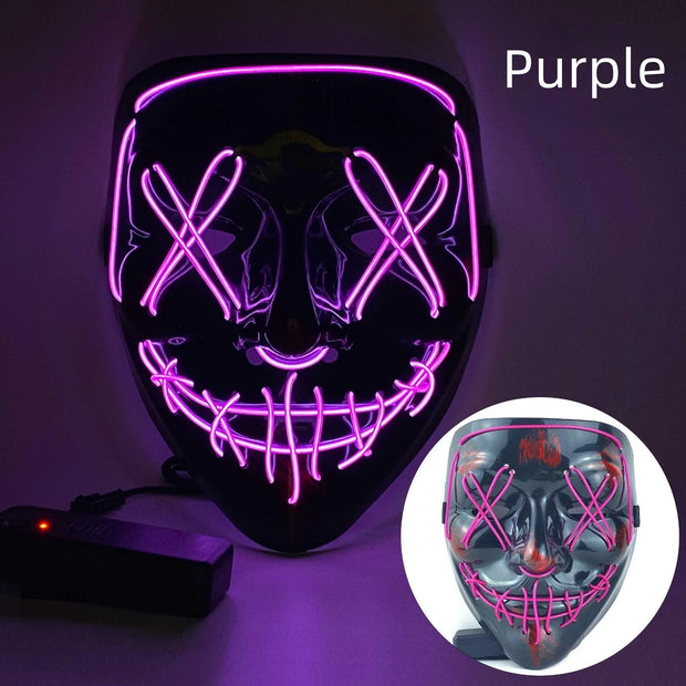Halloween Neon Led Purge Mask Masque Masquerade Party Masks Light Grow in the Dark Horror Mask Glowing Masker