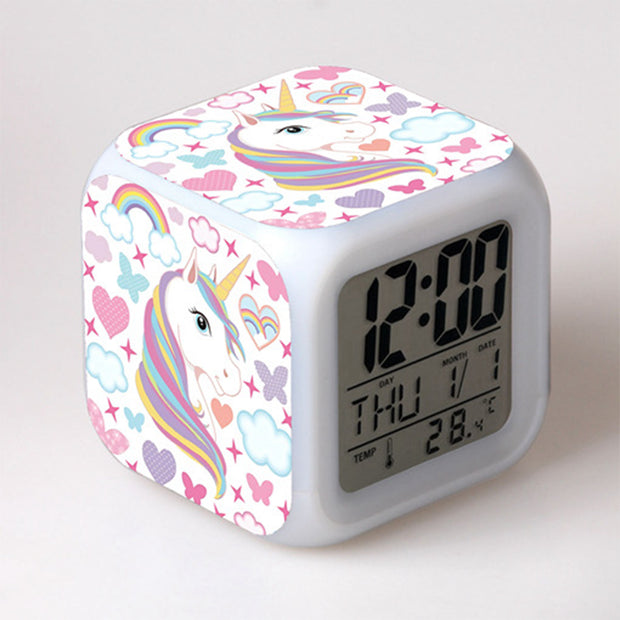 Kids Night Light Alarm Clocks Easy Setting Cube Wake Up Clocks for Girls Women Children Gifts