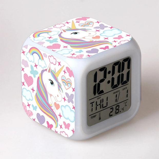 Kids Night Light Alarm Clocks Easy Setting Cube Wake Up Clocks for Girls Women Children Gifts