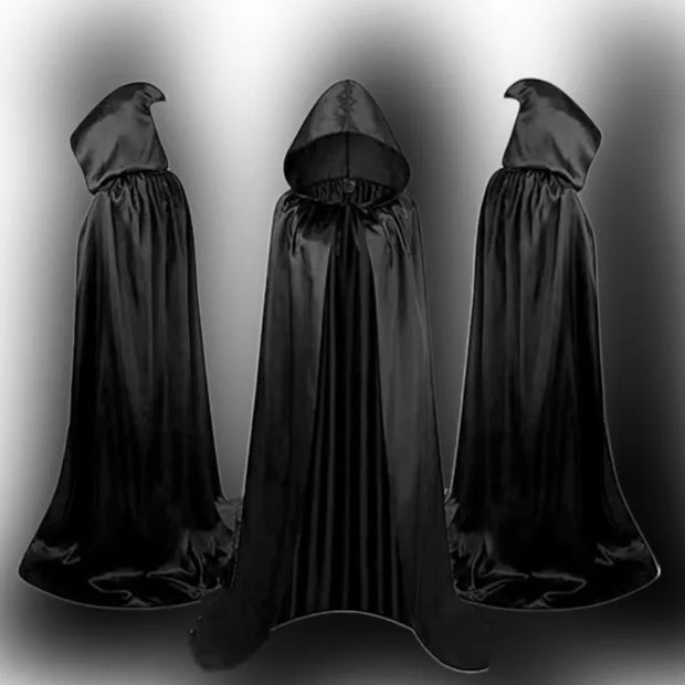 Halloween Cloak Black Death Ghost Witch Costume Party Dress For Kids Hooded
