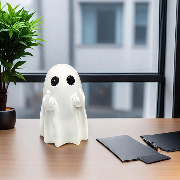 Middle Finger Cute Ghost Statue, Ghosts Small Scary Ghost Figurines, Halloween Home Decorations, Coffee Table Centerpieces Shelf