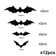 Halloween 3D Black Bat Wall Stickers For Home Room Indoor Decoration Scary Props Kids Party Favors Wall Decals Window Sticker