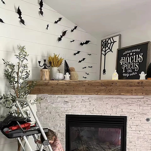 Halloween 3D Black Bat Wall Stickers For Home Room Indoor Decoration Scary Props Kids Party Favors Wall Decals Window Sticker