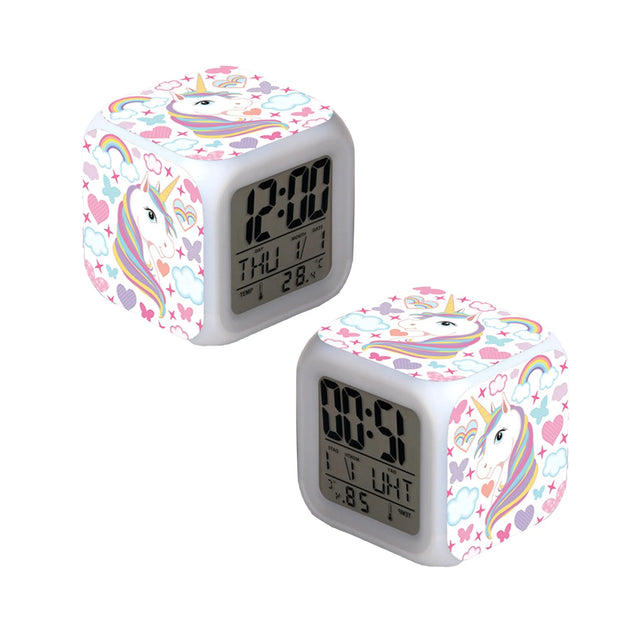 Kids Night Light Alarm Clocks Easy Setting Cube Wake Up Clocks for Girls Women Children Gifts
