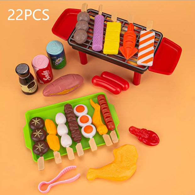 Children Pretend Play Kitchen Toy Simulation Food Vegetable Barbecue Cooking Sets Education Play House Interactive Toys For Girl